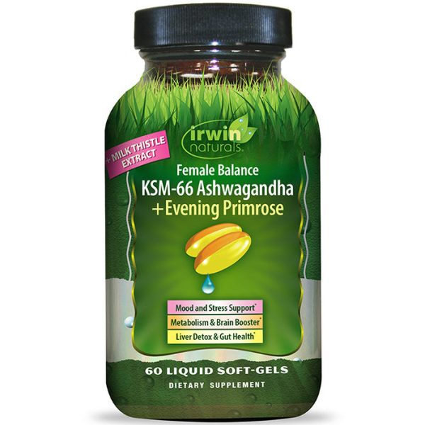 Female Balance KSM-66 Ashwagandha + Evening Primrose, 60 Liquid Soft-Gels, Irwin Naturals Online now