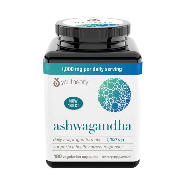 Youtheory Ashwagandha 1000mg - 180 Cápsulas Vegetarianas Online Sale