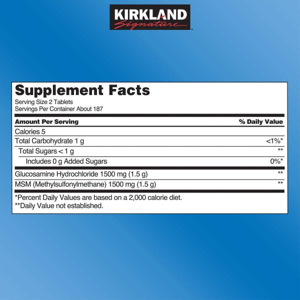 Glucosamina HCI 1500mg con MSM 1500mg Kirkland   de 375 tabletas For Discount