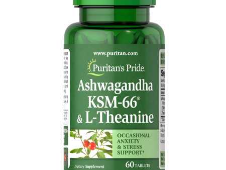 Ashwangandha KSM66 y L-teanina , 60 tabletas - Puritans Pride Hot on Sale