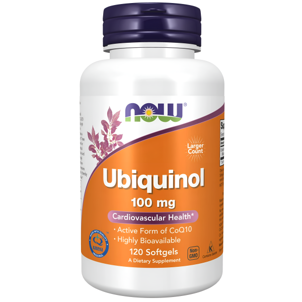 NOW Supplements, Ubiquinol 100 mg, alta biodisponibilidad (la forma activa de CoQ10), 120 cápsulas blandas Supply