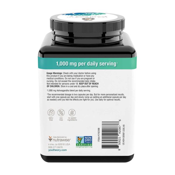 Youtheory Ashwagandha 1000mg - 180 Cápsulas Vegetarianas Online Sale