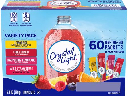 Kraft Crystal Light On the Go, 60 unidades, paquete variado de jugos en sobres 178gr Supply