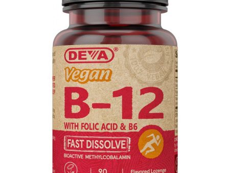 Vegan Vitamin B12 with Folic Acid & B6, Fast Dissolve Lozenges, 90 Tablets, Deva Nutrition Online now