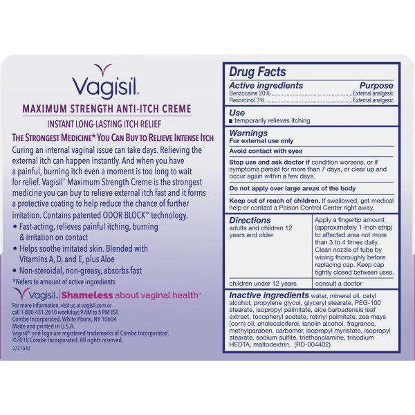 Vagisil Crema antipicazón de máxima resistencia,28gr. For Discount