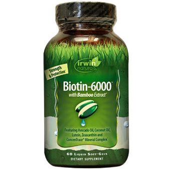 Biotin-6000 wtih Bamboo Extract, 60 Liquid Softgels, Irwin Naturals Fashion