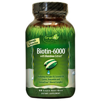 Biotin-6000 wtih Bamboo Extract, 60 Liquid Softgels, Irwin Naturals Fashion