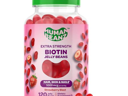 Extra Strength Biotin Jelly Bean Gummies 5000 mcg for Adults, 120 Jelly Beans, Human Beanz Supply