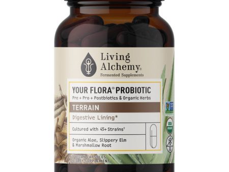 Your Flora Probiotic Terrain: Gut Lining, 60 Vegan Capsules, Living Alchemy For Discount