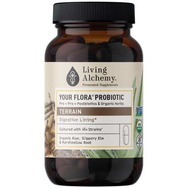 Your Flora Probiotic Terrain: Gut Lining, 60 Vegan Capsules, Living Alchemy For Discount