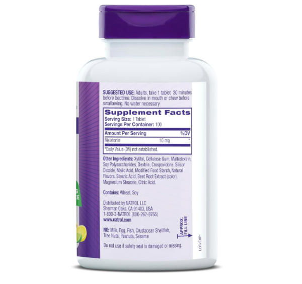 MELATONINA 10MG 100 TABLETAS , SABOR CITRUS  - NATROL - FAST DISSOLVE Online Sale