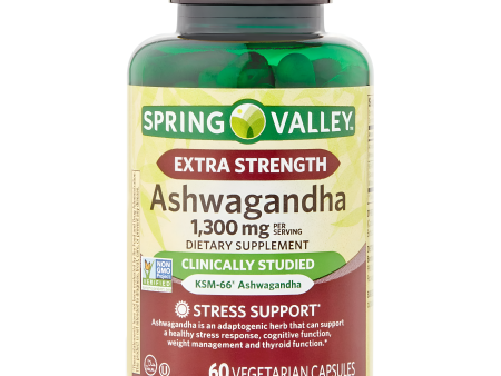 Ashwagandha 1300mg extra fuerte, 60 capsulas- Spring Valley Online Sale