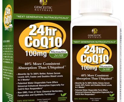 24 Hour Nano Microactive CoQ10 100 mg, 60 Veggie Capsules, Genceutic Naturals Supply