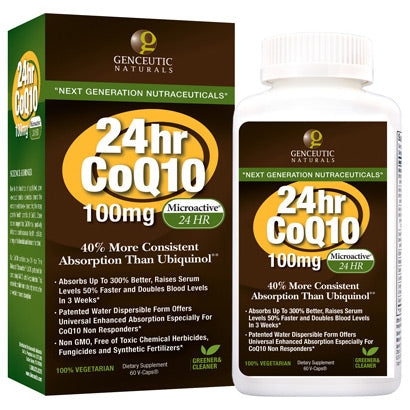 24 Hour Nano Microactive CoQ10 100 mg, 60 Veggie Capsules, Genceutic Naturals Supply