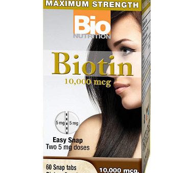 Biotin 10,000 mcg, 60 Snap Tabs, Bio Nutrition Inc. Sale