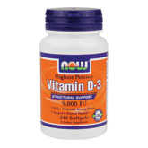 Vitamin D-3 5000 IU, 240 Softgels, NOW Foods For Sale