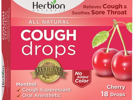 All Natural Cough Drops - Cherry, 18 Lozenges, Herbion Sale