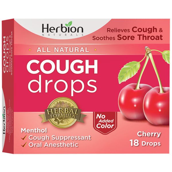 All Natural Cough Drops - Cherry, 18 Lozenges, Herbion Sale