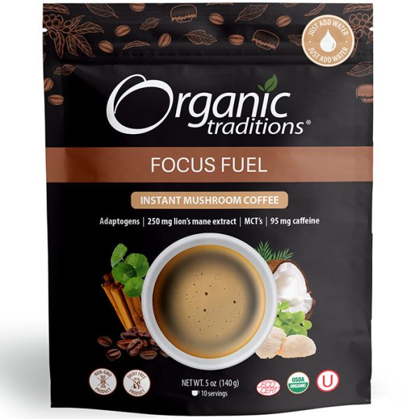 Focus Fuel Instant Mushroom Coffee, 5 oz (140 g), Organic Traditions Fashion