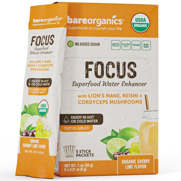 Organic Focus Superfood Water Enhancer Drink Mix & Smoothie Booster, 5 Stick Packets, BareOrganics Superfoods Discount