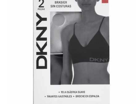 DKNY Bralette sin costuras, sin alambre, 2 unidades (negro gris) For Discount