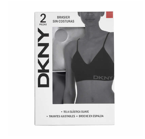 DKNY Bralette sin costuras, sin alambre, 2 unidades (negro gris) For Discount