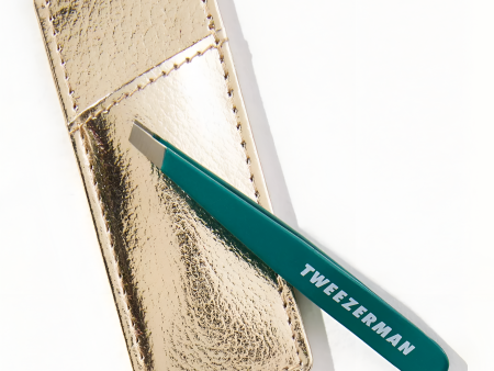 Tweezerman Emerald Shimmer Mini Pinza Inclinada con Estuche Online now