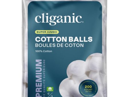 Super Jumbo Cotton Balls, 200 Count, Cliganic For Cheap