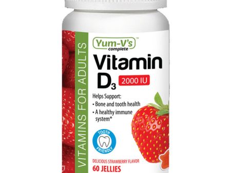 Chewable Vitamin D3 2000 IU for Adults, Strawberry Flavor, 60 Jellies, Yum-V s Complete Cheap