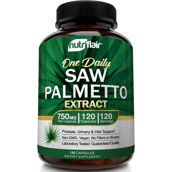 NUTRIFLAIR Saw Palmetto 750 mg, 120 capsulas -Natural Próstata Salud Apoyo Sale