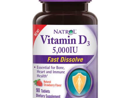 Vitamin D3 5000 IU Fast Dissolve, Strawberry Flavor, 90 Tablets, Natrol For Discount