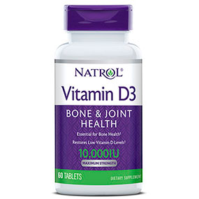 Vitamin D3 10000 IU, 60 Tablets, Natrol Supply