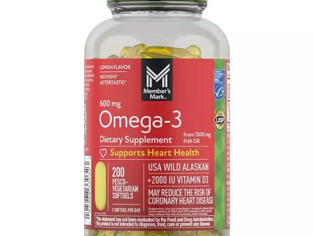 Omega 3 600 mg- Fish Oil 1200 mg  + D3 Double Strength Wild Alaskan Fresh Fish Oil (200 ct.) Fashion