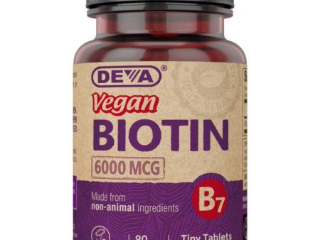 Vegan Biotin 6000 mcg, 90 Tablets, Deva Nutrition Hot on Sale