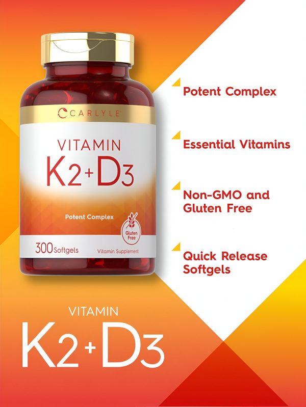 K2 + D3  Carlyle 300 Cápsulas 200mcg K2 y MK7 y 250mcg D3 . Online Hot Sale