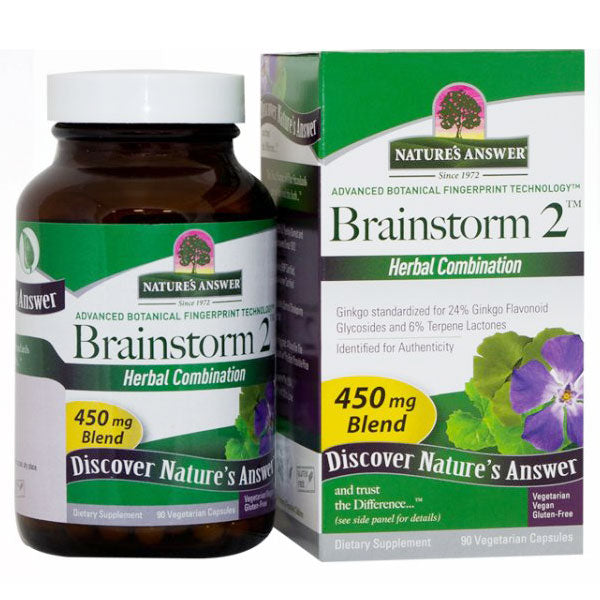 Brainstorm 2, Brain Health Herbal Formula, 90 Vegetarian Capsules, Nature s Answer Online