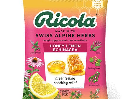 Herb Cough & Throat Drops, Honey Lemon with Echinacea, 19 Drops, Ricola Supply