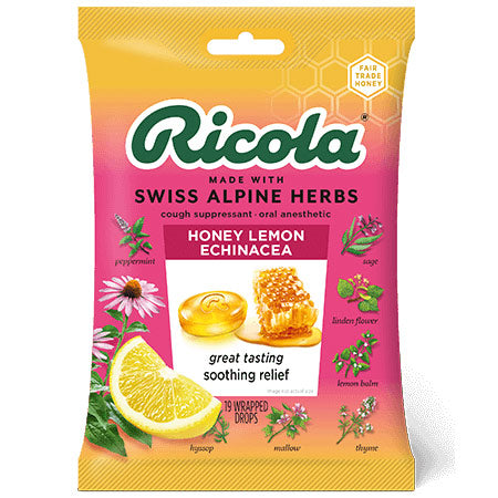 Herb Cough & Throat Drops, Honey Lemon with Echinacea, 19 Drops, Ricola Supply