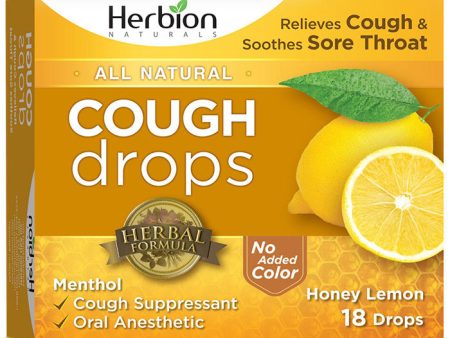 All Natural Cough Drops - Honey Lemon, 18 Drops, Herbion Cheap