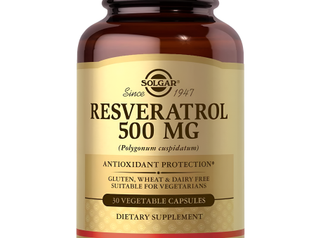 Solgar Resveratrol 500 mg, 30 cápsulas vegetales - protección antioxidante, sin gluten, sin lácteos Sale