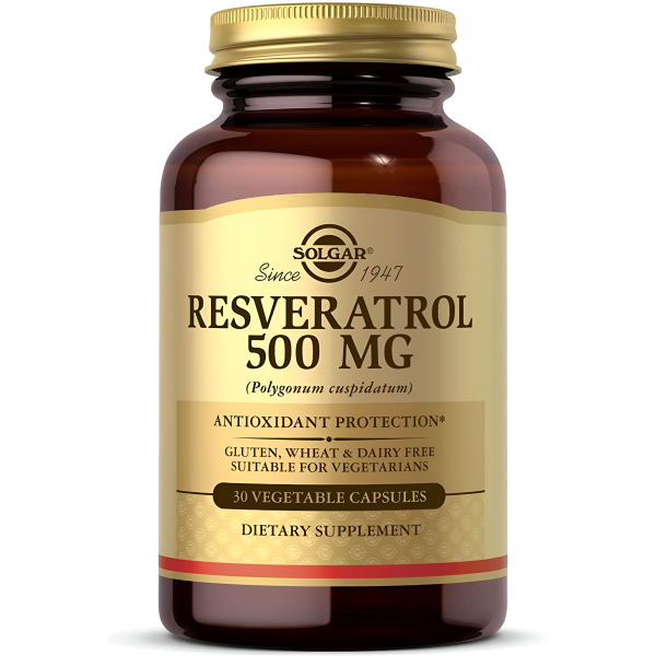 Solgar Resveratrol 500 mg, 30 cápsulas vegetales - protección antioxidante, sin gluten, sin lácteos Sale