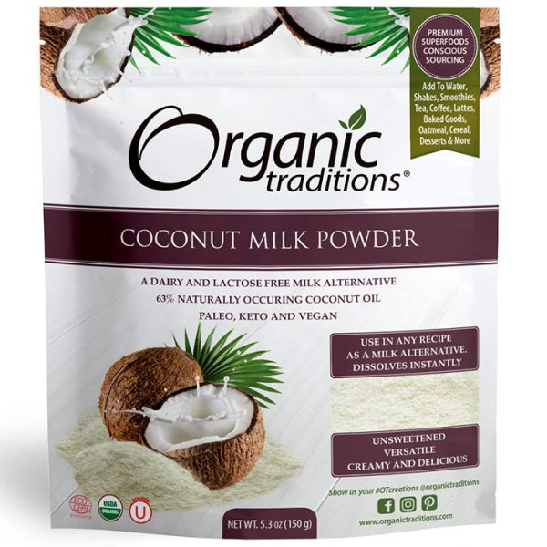 Organic Coconut Milk Powder, 5.3 oz (150 g), Organic Traditions Online