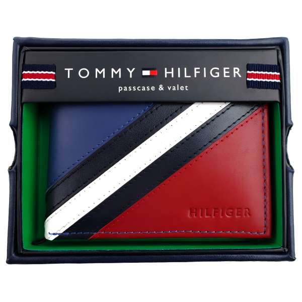 Billetera Tommy Hilfiger Para Hombre de cuero billetera plegable Rojo Azul Marino Nuevo Fashion