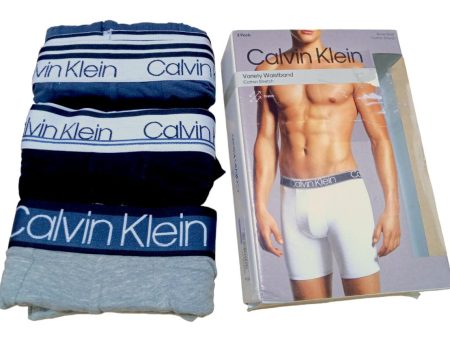 Calvin Klein - Calzoncillos tipo bóxer de algodón para hombre pack 3 und (azul- plomo - negro) Discount