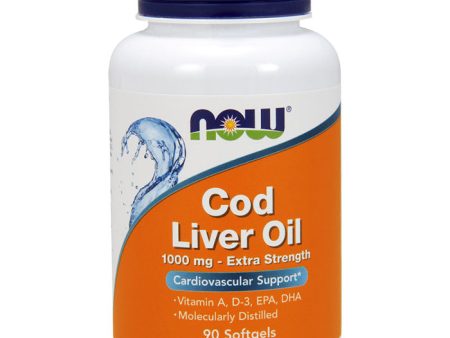 Cod Liver Oil Extra Strength 1000 mg, 90 Softgels, NOW Foods Supply