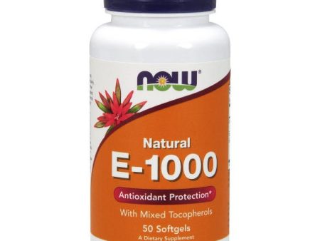 Vitamin E-1000 Mixed Tocopherols Unesterified 50 Gels, NOW Foods For Discount