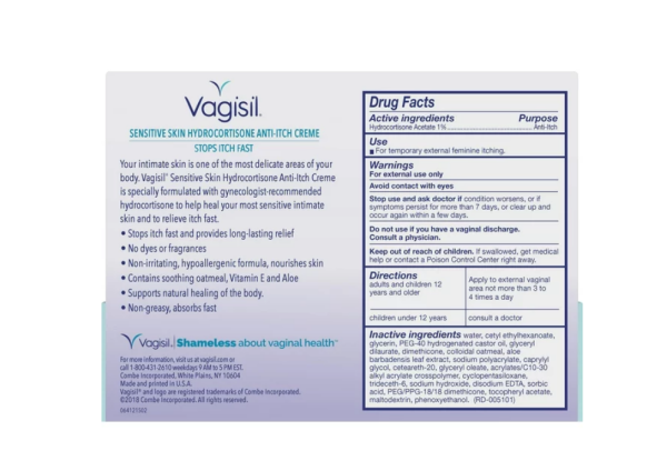 Crema vaginal antipicazón Vagisil, máxima potencia, piel sensible- 1 oz.(28gr) on Sale