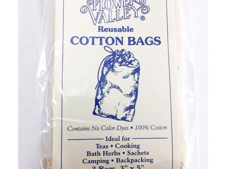 Reusable Cotton Bags, Teabags, 3 Bags, Flower Valley Online