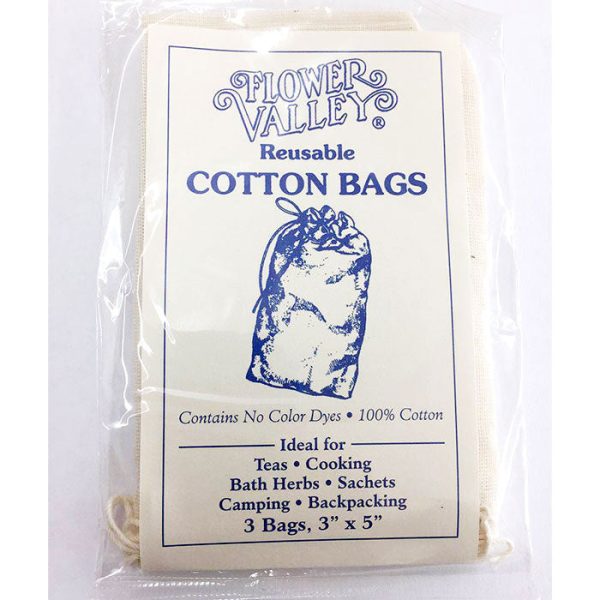 Reusable Cotton Bags, Teabags, 3 Bags, Flower Valley Online