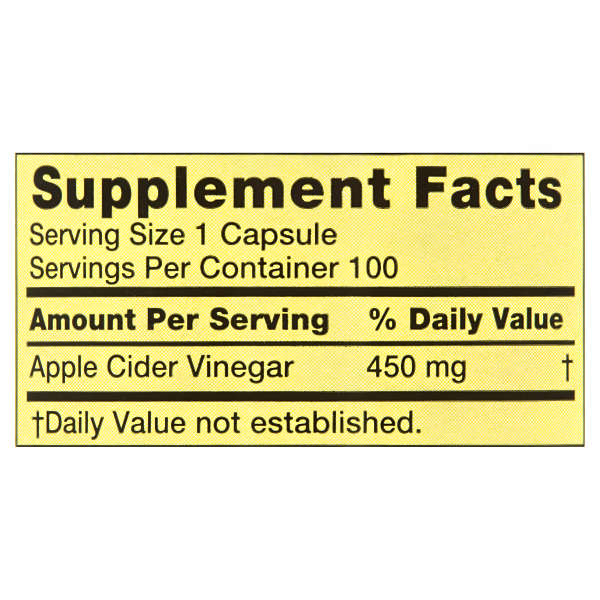 Apple Cider Vinegar  450mg , 100 capsulas- Spring Valley Online Sale